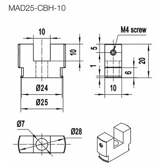 MAD25-CBH - адаптеры для светоделительных кубиков фото 2