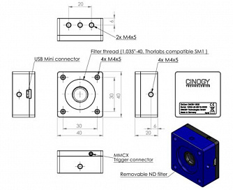 CMOS-1203 - компактная КМОП камера для анализа профиля пучка в спектральной области 400 – 1320 нм фото 1