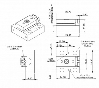 CS-Mount λ930-940 nm QCW - диодные линейки с кондуктивным охлаждением фото 1